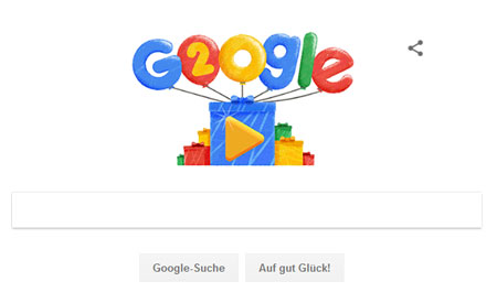 Google Doodle zu 20 Jahre Google